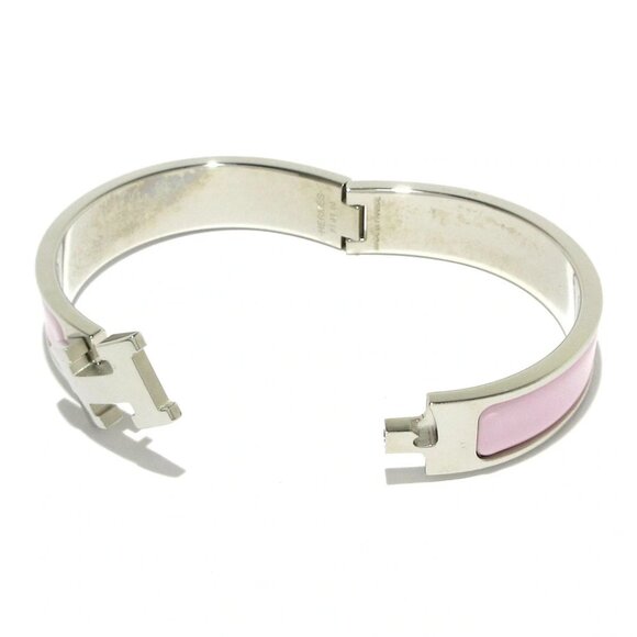 Auth HERMES Clic H Silver Light Pink Hardware Bangle - Picture 2 of 6